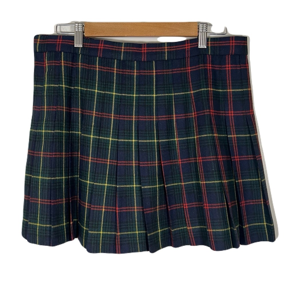 Polo Ralph‎ Lauren Plaid Wool Blend Wrap Skirt Size 14 Dark Academia Preppy EUC - Picture 2 of 6
